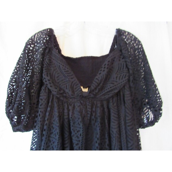 Free People Black Eyelet Overlay Babydoll Short Dress Size XS NWT - Picture 3 of 7